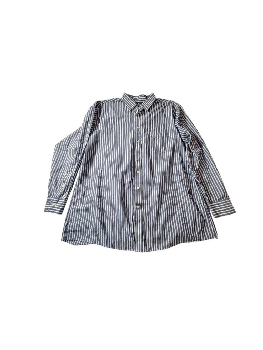 Stafford Mens Regular Fit Striped Button-Down Shirt Size 17 1/2 34/35 Blue/White